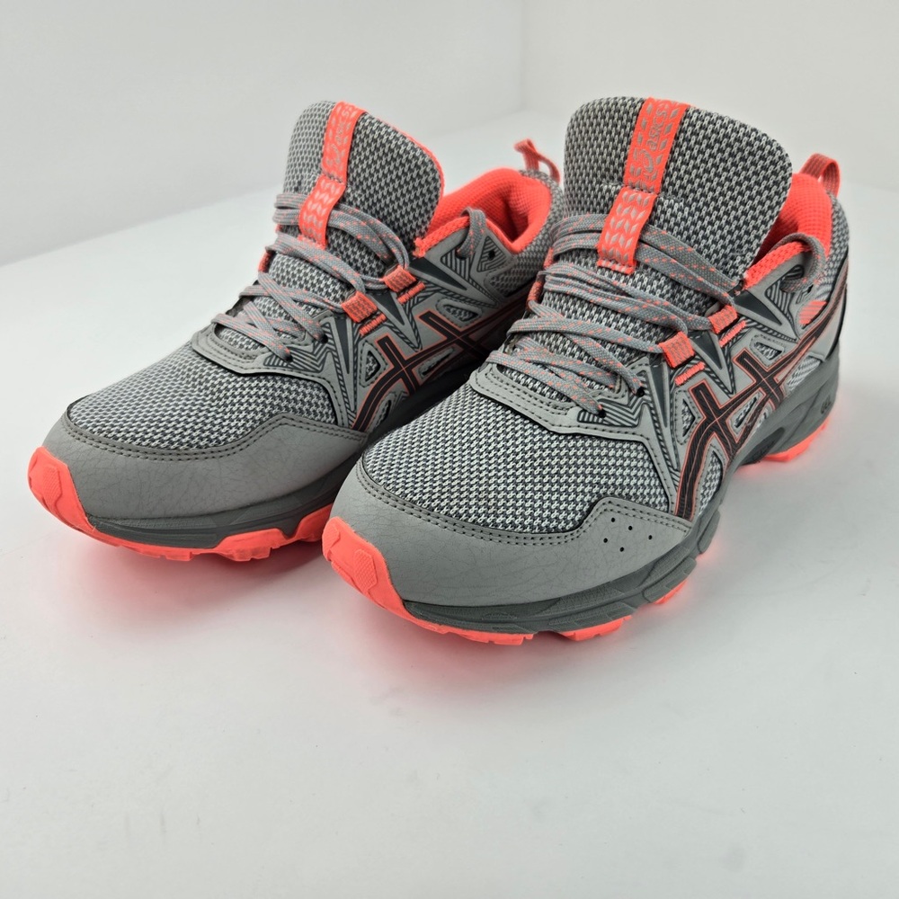 ASICS Gray and Bright Coral Sneakers